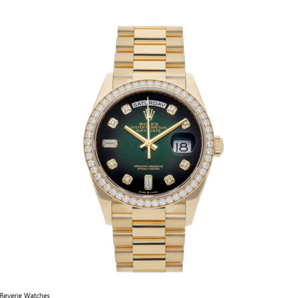 Rolex Day-Date Yellow Gold Green Dial Replica - 11